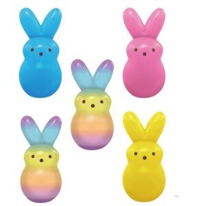 5 new boxed inflatable 4 foot Easter bunny peeps yellow 2 rainbow pink  blue